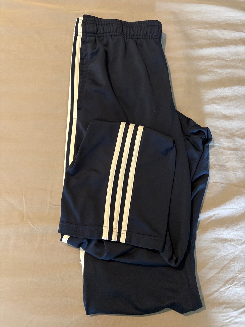 Adidas Navy Track Pants with white Three-Stripes